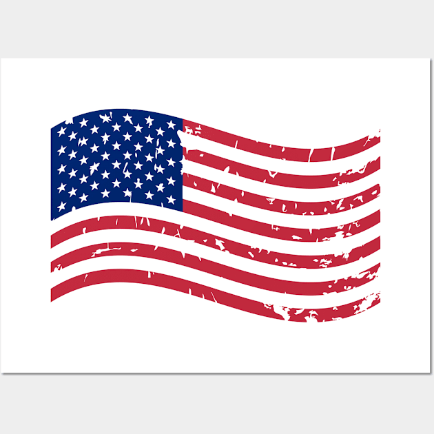 Cool Vintage Distressed USA American Flag Design Wall Art by ChattanoogaTshirt